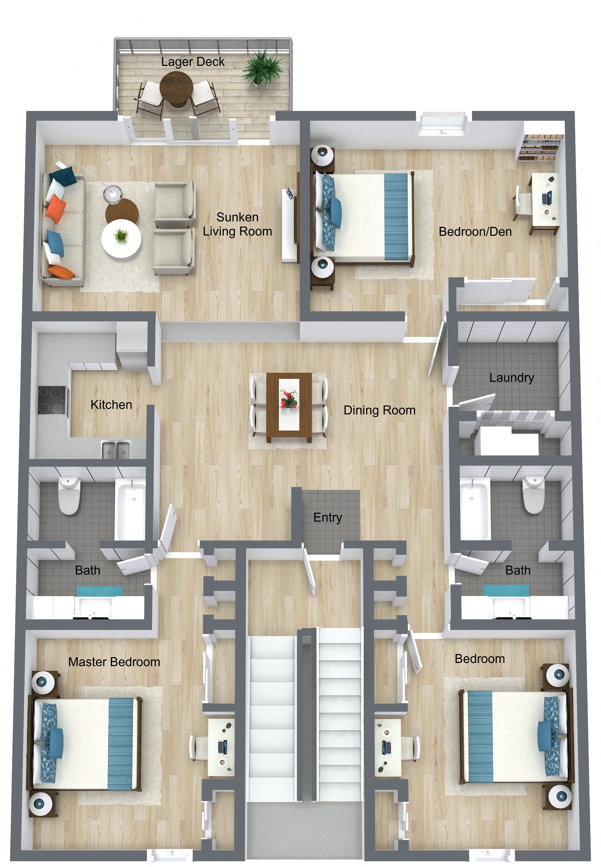Floor plan layout diagram for 3 Bedroom | 2 Bathroom A